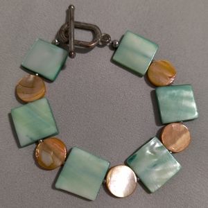 Ocean Green and Gold Shell Bracelet